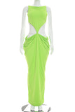 Cutout Ruched Draped Maxi Dress