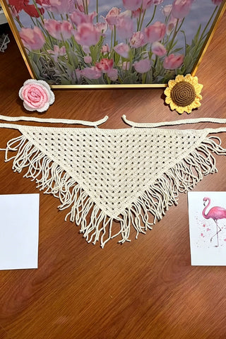 Crochet Fringe Triangle Scarf
