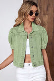 Puff Sleeve Crop Denim Jacket
