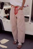Striped Drawstring Straight Jeans