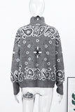 Paisley Knit Zip-Up Cardigan