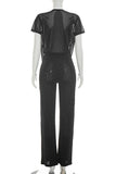 Draped V-Neck Pants Set