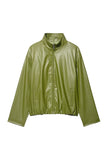 Stand Collar Zip-Up Faux Leather Jacket