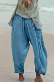 Elastic Waist Pocket Wide Leg Pants
