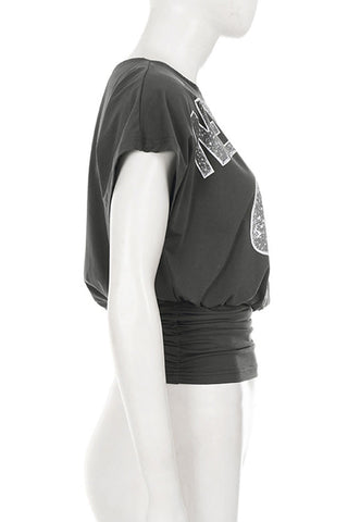 Graphic Off-Shoulder T-Shirt