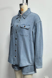 Denim Shirt and Cuffed Short Set