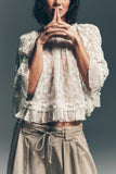 Lace Floral Ruffle Blouse
