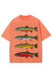 Fish Print Crew Neck Short Sleeve T-Shirt
