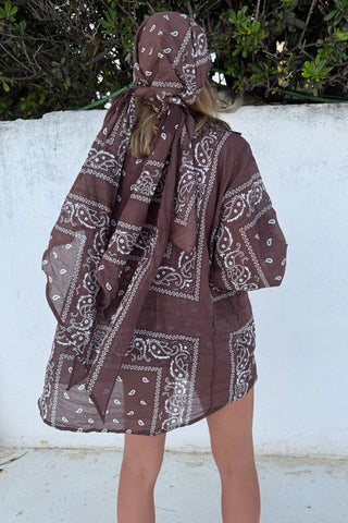 Button-Front Paisley Shirt and Skirt Set