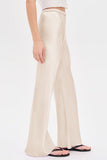 Satin Smocked Waist Wide-Leg Casual Pants