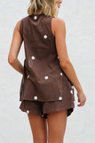 Button-Front Polka Dot Short Set