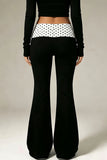 Polka Dot Ruched Waist Flare Casual Pants