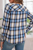Plaid V-Neck Button-Front Long Sleeve Shirt