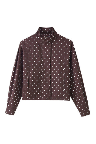 Polka Dot Mock Neck Crop Jacket