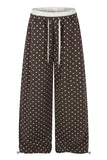 Polka Dot Drawstring Wide-Leg Casual Pants