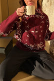 Paisley Knit Zip-Up Cardigan