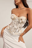 Floral Applique Sweetheart Corset Top