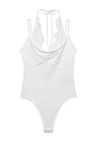 Lace Insert Tie-Back Sleeveless Bodysuit