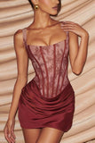 Square Neck Lace Corset Mini Dress