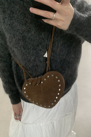 Studded Heart Shape Crossbody Bag