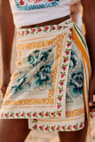 Floral Print Tie Waist Mini Skirt