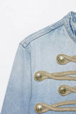 Military Braid Crop Denim Jacket