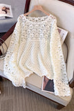 Open-Knit Crochet Long Sleeve Cover-Up