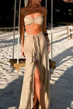 Ruched Tube Top and Braided Maxi Skirt Set