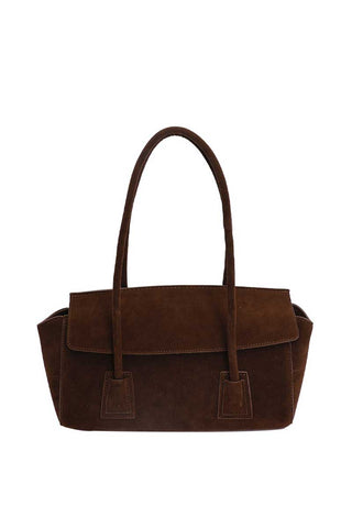 Suede Flap-Top Tote Bag