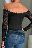 Off-Shoulder Lace Long Sleeve Blouse