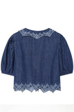 Floral V-Neck Puff Sleeve Blouse