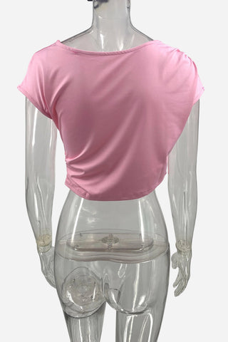 Draped Crop Top and Pleated Skirt Set