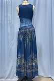 Sleeveless Mock Neck Printed Maxi Dress