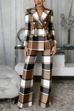Plaid Double-Breasted Blazer Pants Set