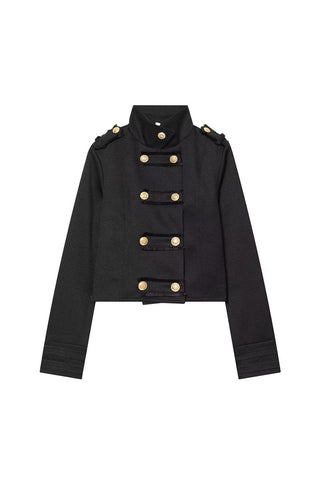 Button Double-Breasted Crop Jacket