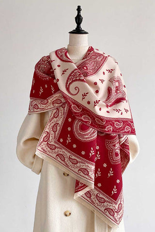 Paisley Print Fringed Scarf