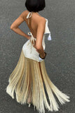 Halter Tassel Detail Skirt Set