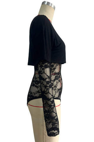 Lace Sheer One-Shoulder Bodysuit