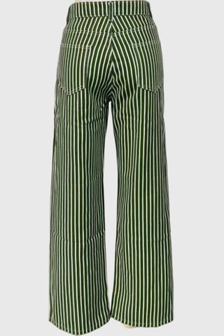 Striped High-Waist Straight Jeans