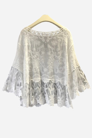 Lace Trim Flowy Blouse