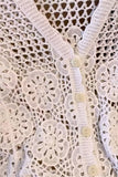 Crochet V-Neck Short Sleeve Blouse