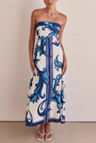Strapless Printed Midi Vacation Dress