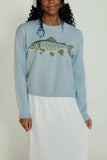 Fish Intarsia Crew Neck Knit Sweater