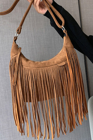 Bohemian Tassel Suede Hobo Bag