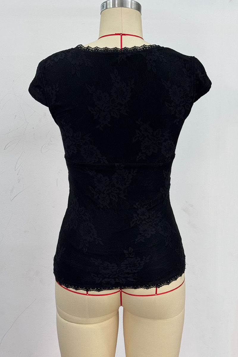 Ruched Lace Crop Top