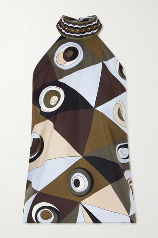 Abstract Geometric Halter Skirt Set