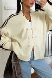 Striped Sleeve Toggle Front Knit Cardigan