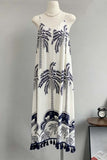 Flowing Palm Print Vacation Dress