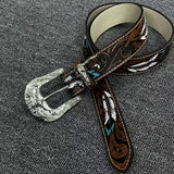 Feather Embossed Buckle Belt