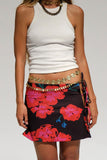 Floral Print Side Tie Mini Skirt